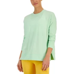 Flash Sale 💯 ID Ideology 👩 Women's Active Solid Crewneck Top, Created For Macy's Pink Heart ❤️ -ID Ideology Sales unnamed file 157