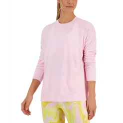 Flash Sale 💯 ID Ideology 👩 Women's Active Solid Crewneck Top, Created For Macy's Pink Heart ❤️ -ID Ideology Sales unnamed file 158