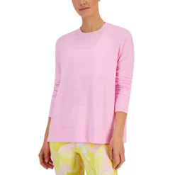 Flash Sale 💯 ID Ideology 👩 Women's Active Solid Crewneck Top, Created For Macy's Pink Heart ❤️ -ID Ideology Sales unnamed file 159