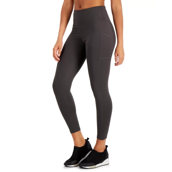 Best Pirce 🔥 ID Ideology High-Waist Side-Pocket 7/8 Length Leggings, Created For Macy's Deep Charcoal 👏 4 Best Pirce 🔥 ID Ideology High-Waist Side-Pocket 7/8 Length Leggings, Created For Macy's Deep Charcoal 👏 - Image 2