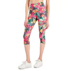 Best Sale ⌛ ID Ideology 👩 Women's Tropical Side-Pocket Cropped Leggings, Created For Macy's True Black 🌟 -ID Ideology Sales unnamed file 270