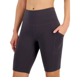 Promo 👏 ID Ideology 👩 Womens 10 Compression Bike Shorts, Regular & Petite, Created For Macy's Deep Charcoal ✔️ -ID Ideology Sales unnamed file 281