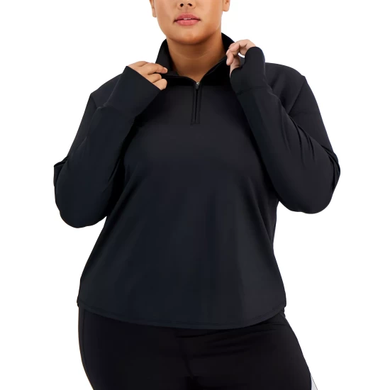 Best Sale 🔔 ID Ideology Plus Size Quarter-Zip Sweatshirt, Created For Macy's Deep Black 🌟 4 Best Sale 🔔 ID Ideology Plus Size Quarter-Zip Sweatshirt, Created For Macy's Deep Black 🌟 - Image 2
