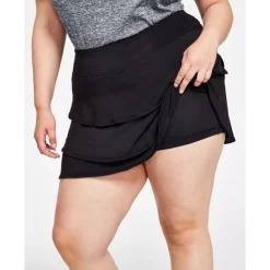 Discount 🤩 ID Ideology Flounce Skort, XS-4X, Created For Macy's Deep Black 💯 -ID Ideology Sales unnamed file 343