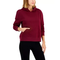 Outlet 🌟 ID Ideology 👩 Women's Solid Sweatshirt Hoodie, Regular & Petites Malbec 😍 -ID Ideology Sales unnamed file 36