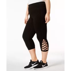 Best Sale 👍 ID Ideology Plus Size Cutout Capri Leggings, Created For Macy's Classic Black 🔔 -ID Ideology Sales unnamed file 366