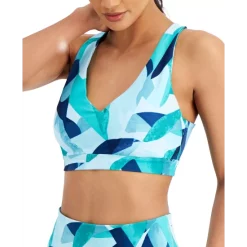 Best deal 🥰 ID Ideology 👩 Women's Printed Strappy-Back Low-Impact Sports Bra, Created For Macy's Stamp Aquatone 👍 -ID Ideology Sales unnamed file 529