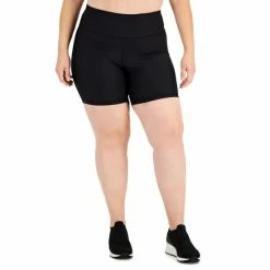 ID Ideology Sales 46 Cheapest 👏 ID Ideology Plus Size Ribbed Pull-On Bicycle Shorts, Created For Macy's Deep Black 👍